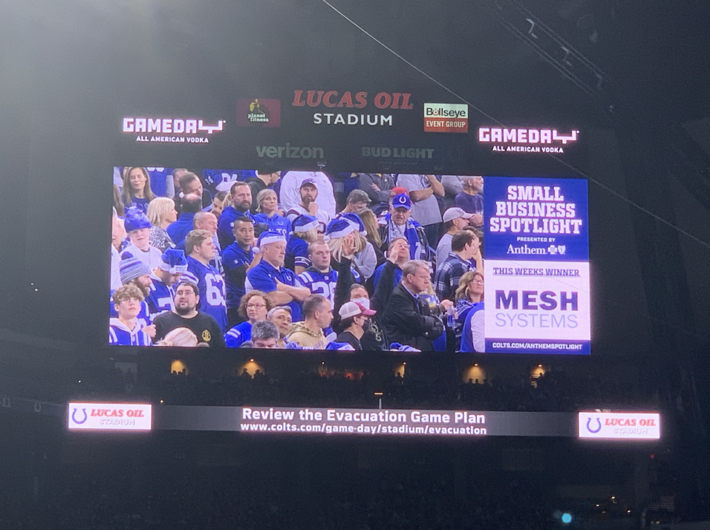 The Business Spotlight announcement during the Colts game.