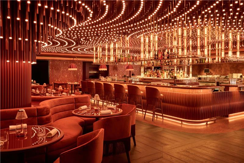 a table filled with wine glasses